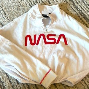 NASA half zip crop sweater